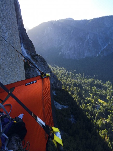 Matthew Phillips and his dad spent their nights in a hanging tent, with hundreds of feet below them. (Photo: Matthew Phillips)