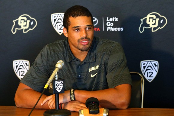 Colorado Defensive Lineman Derek McCartney speaks at the Tuesday press conference prior to this Saturday's game against The University of Massachusetts. “We’re fired up," McCartney said. "We’re getting excited to go to UMass." (Nigel Amstock/CU Independent)