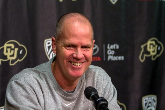 Head coach Tad Boyle discusses the upcoming season during media day on Wednesday, Nov. 5, 2014, at the Coors Events Center in Boulder, Colo. (Matt Sisneros/CU Independent)
