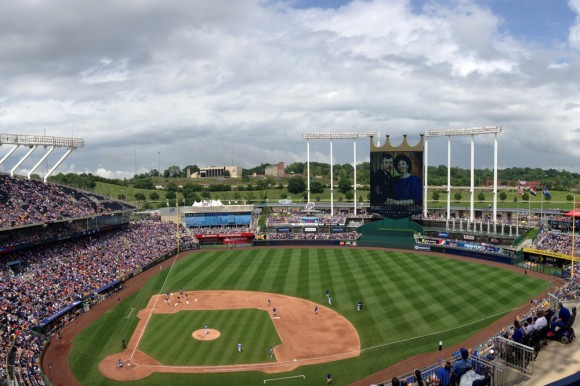 The Kansas City Royals host the San Francisco Giants on Aug. 10, 2014, at Kauffman Stadium. (Photo Courtesy of Mr.Konerko/Wikimedia Commons)