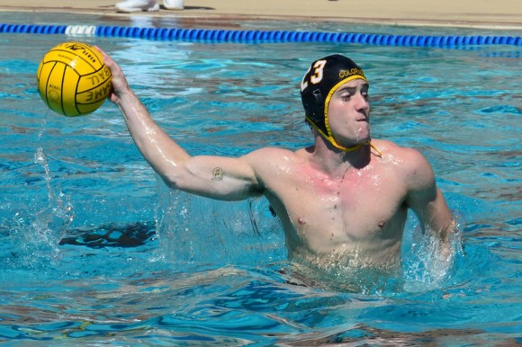 Jordan Wensley takes a shot during a men's water polo tournament in Arizona. (Photo courtesy of William Tifft)
