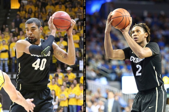 Junior Buffs Josh Scott (L) and Xavier Johnson (R) are both currently injured, posing a challenge for CU basketball. (Nigel Amstock/CU Independent)