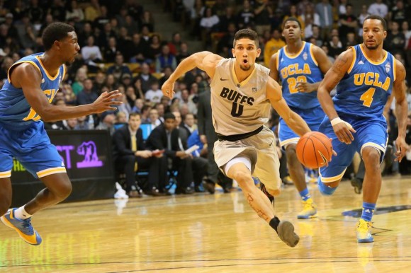 Senior guard Askia Booker exploits a gap in the Bruin defense during the second half of play at Coors Event Center. Booker recorded 20 points against the Bruins in his 116th career game. (Nigel Amstock/CU Independent)