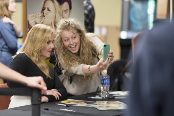Star of the upcoming movie "Trainwreck" Amy Schumer meets and takes photos with fans on April 16, 2015. (Alex Joyce/CU Independent)