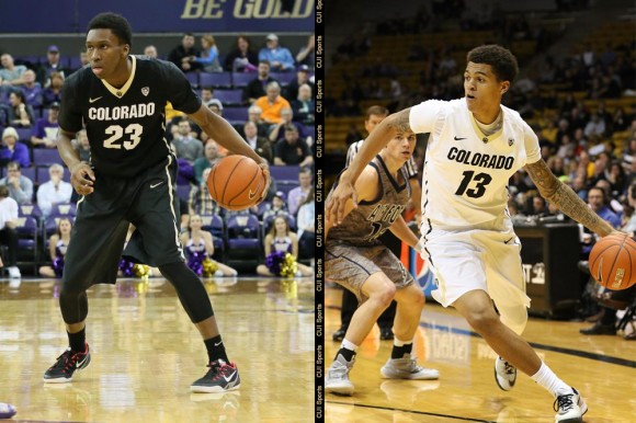 The Colorado basketball team will see the loss of both Jaron Hopkins (23) and Dustin Thomas (13) after the challenging 2015 season that left the Buffs with an overall record of 16-18 (CQ!: http://www.cubuffs.com/pdf9/3334709.pdf). (Gray Bender/CU Independent)