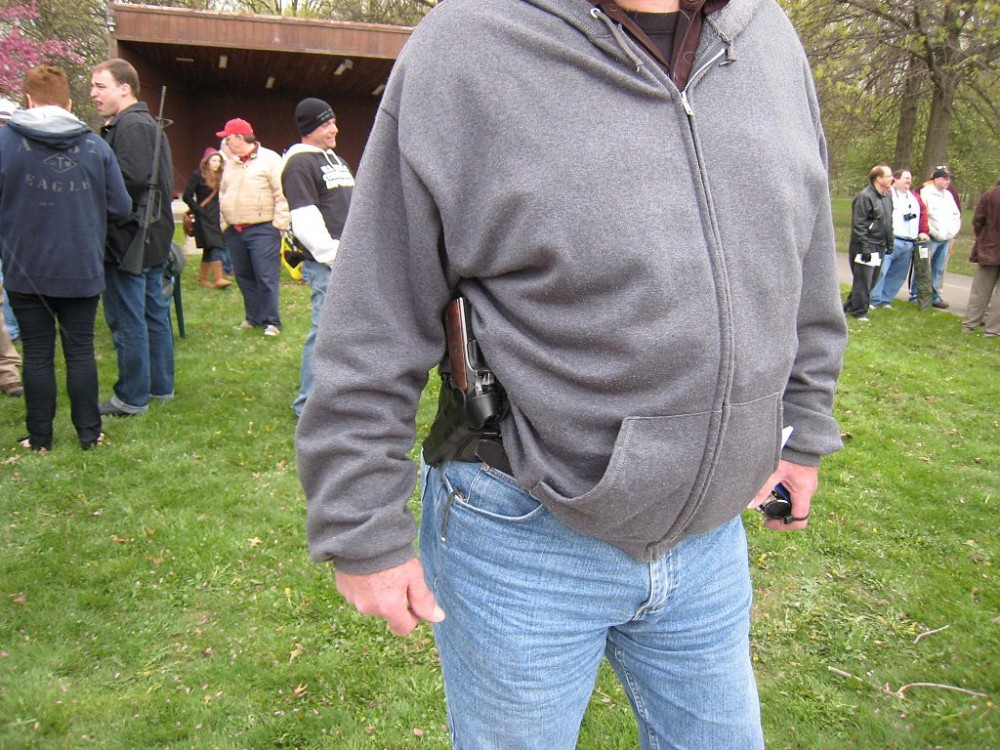A participant in the Campbell, Ohio Open Carry Protest in 2010. (Teknorat/Campbell Ohio Open Carry Protest 2010)