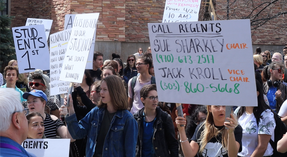 Students hold rally in protest of Mark Kennedy's presidential nomination