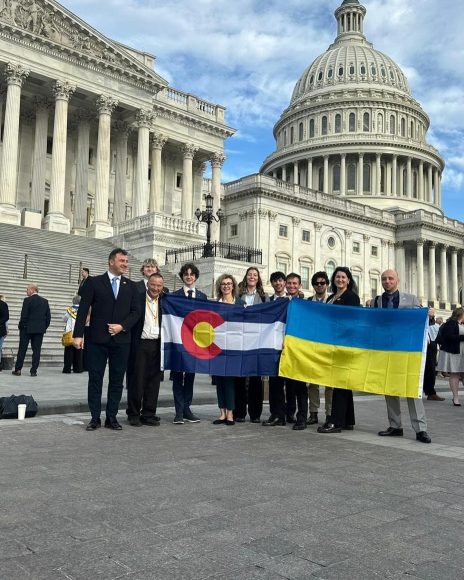 Colorado representatives gather outside the U.S. Capital for the Ukraine Action Summit Courtesy of Katya Grizak.